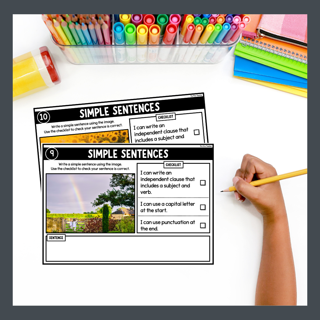 Simple Sentence Writing Picture Prompt Cards