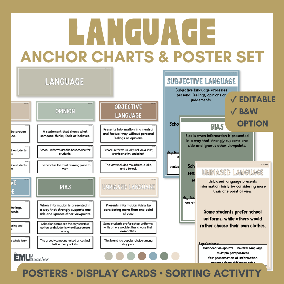Language Anchor Chart & Poster Set | Natural