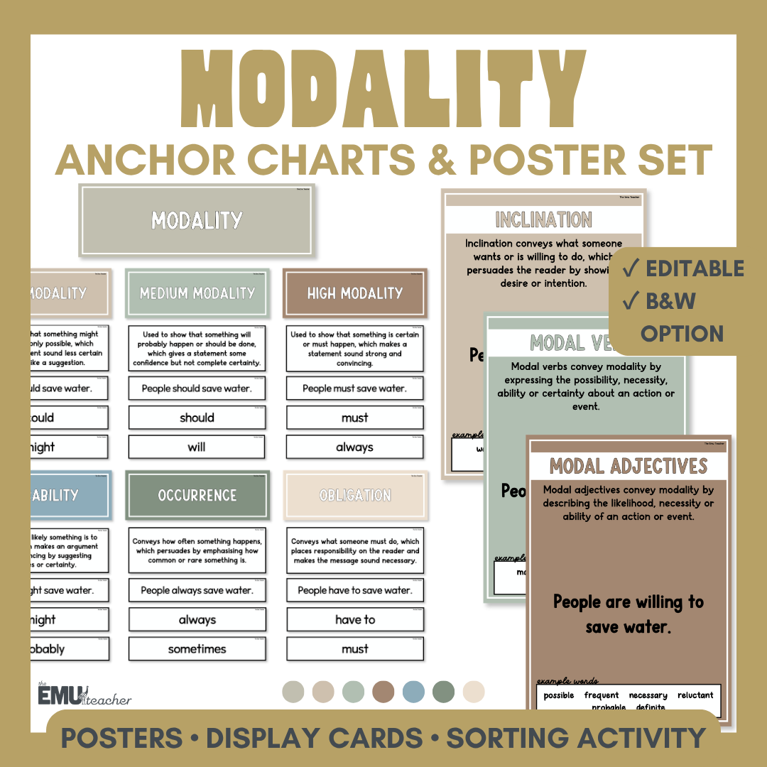 Modality Anchor Chart & Poster Set | Natural