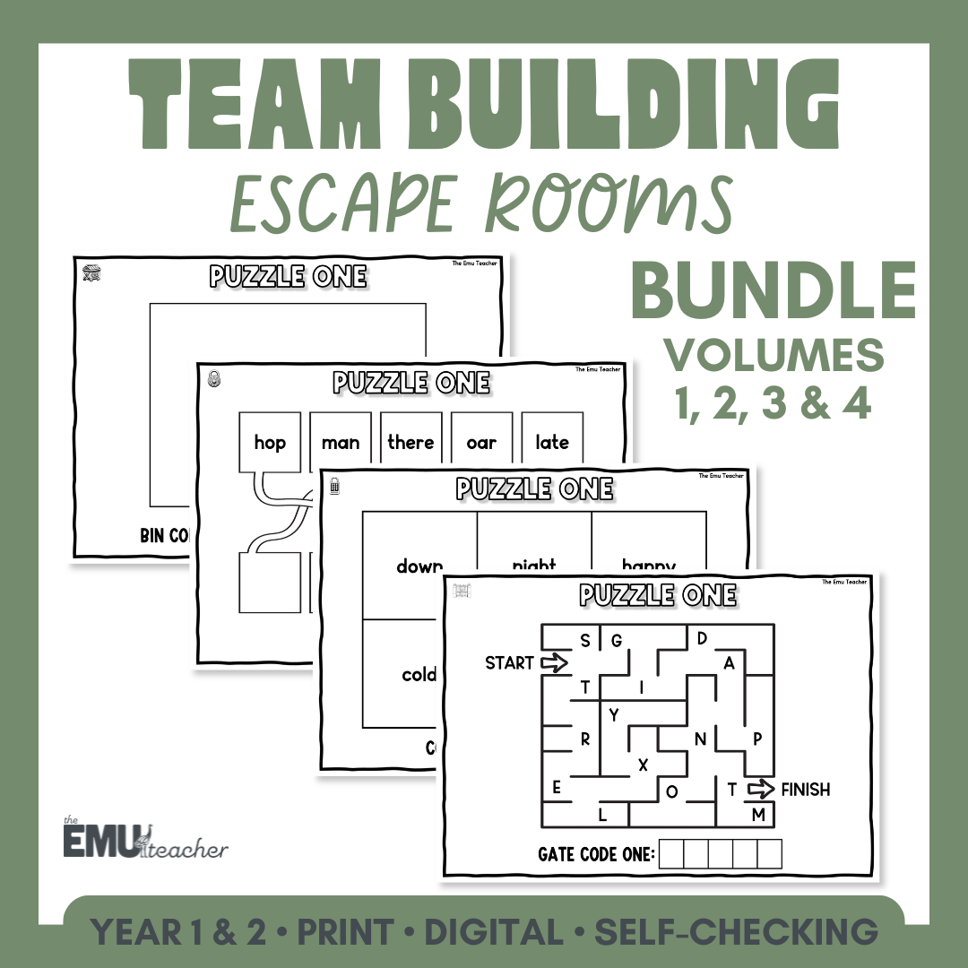 Year 1 & 2 Team Building Escape Room Bundle | Back To School Activities