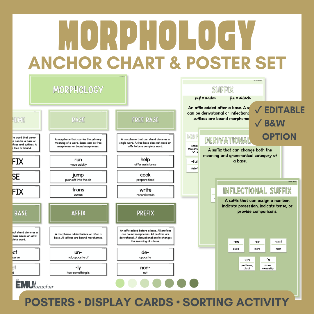 Morphology Anchor Chart & Poster Set | Greens