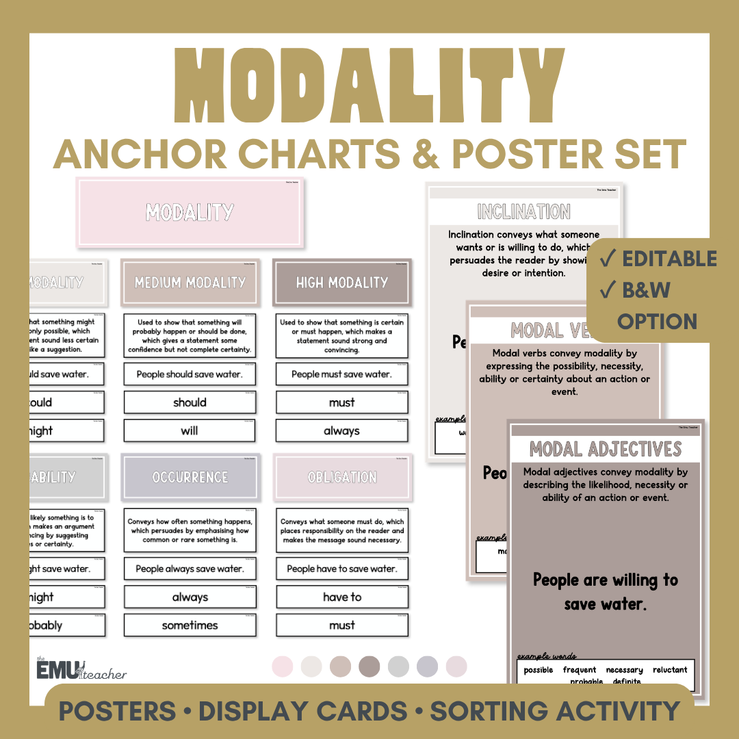 Modality Anchor Chart & Poster Set | Neutrals