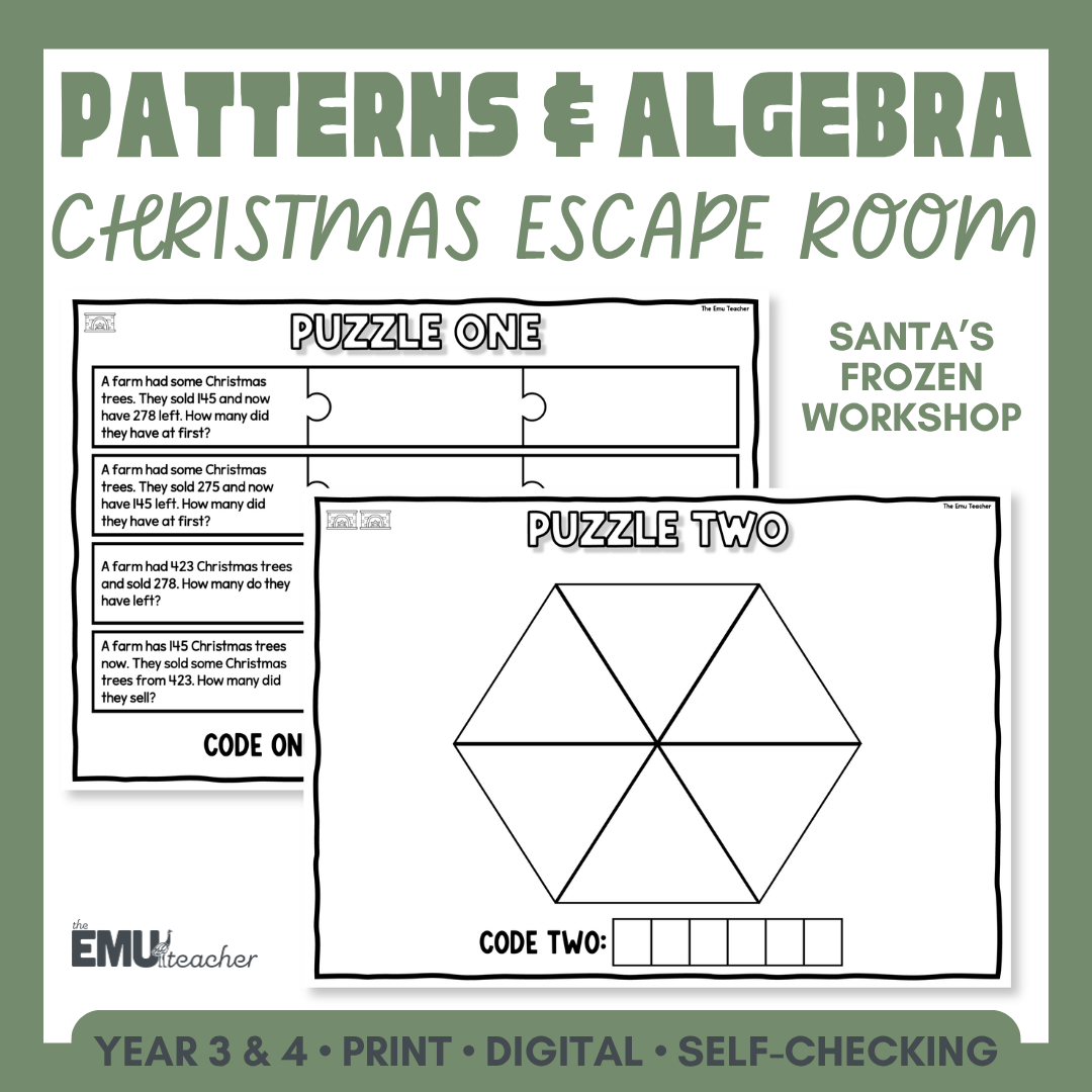 Christmas Patterns & Algebra Escape Room | Year 3 & 4