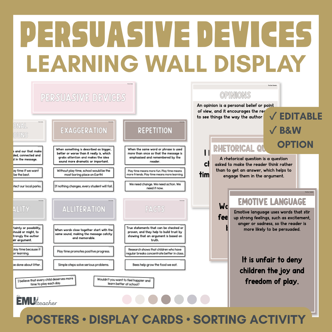 Persuasive Devices Anchor Chart & Poster Set | Neutrals