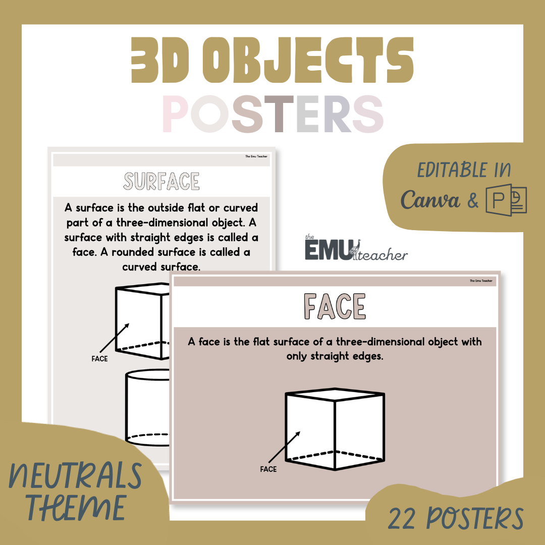 3D Objects Posters Neutrals