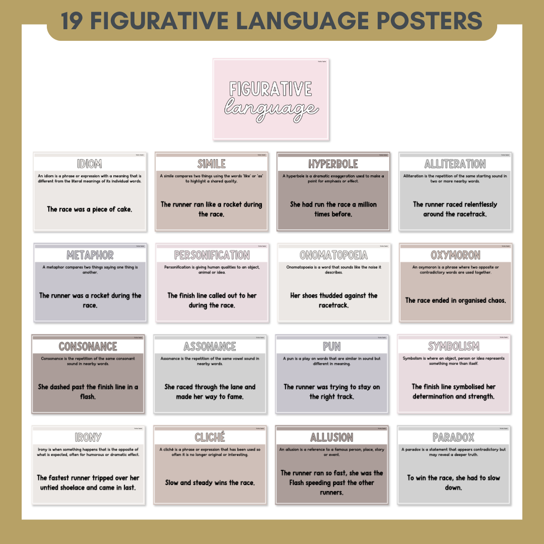 Figurative Language Anchor Chart & Poster Set | Neutrals