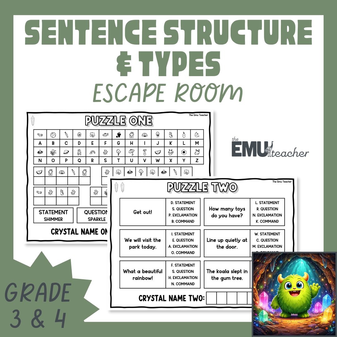 Sentence Structure & Types Escape Room