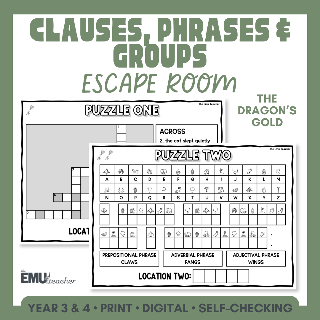 Clauses, Phrases & Groups Grammar Escape Room