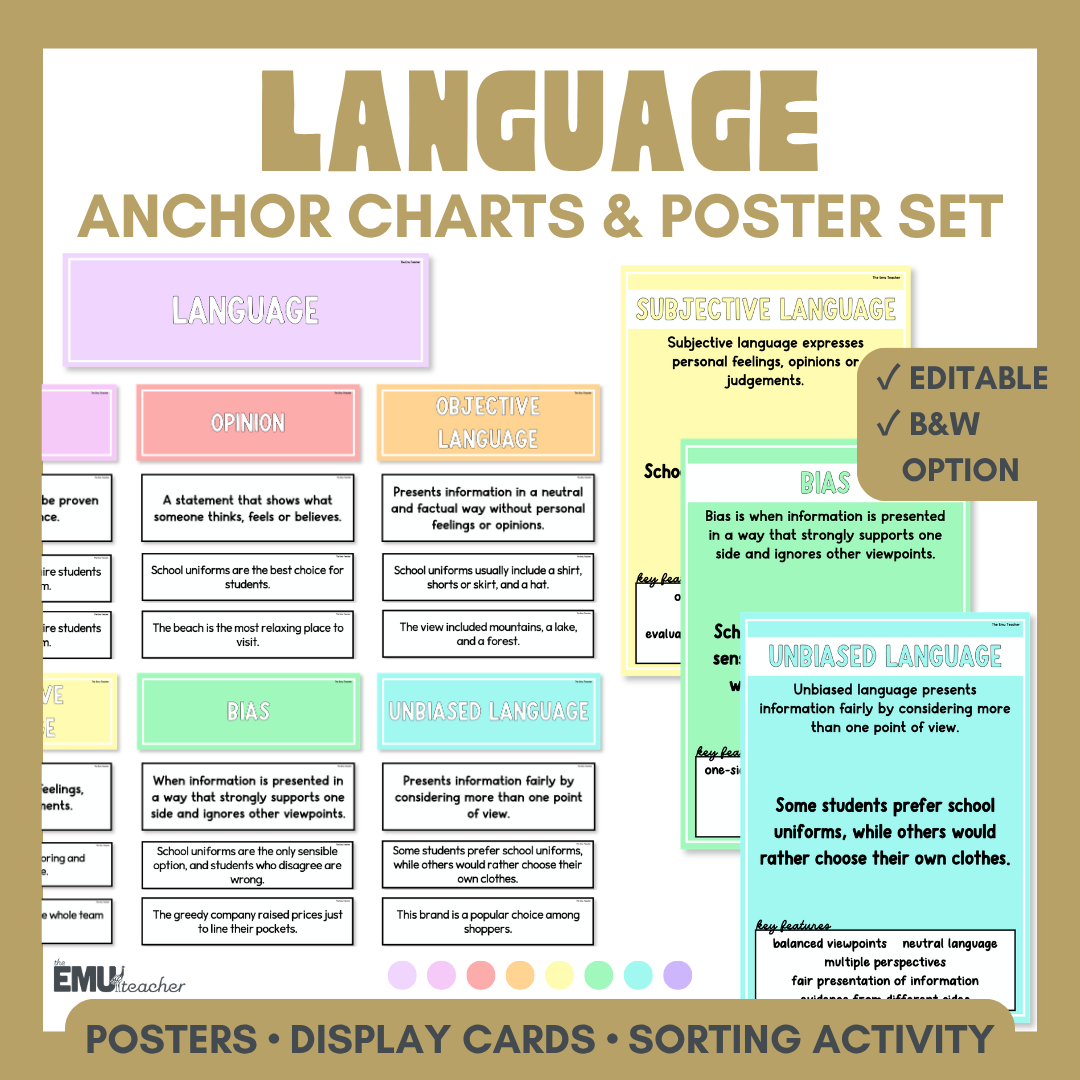 Language Anchor Chart & Poster Set | Lights