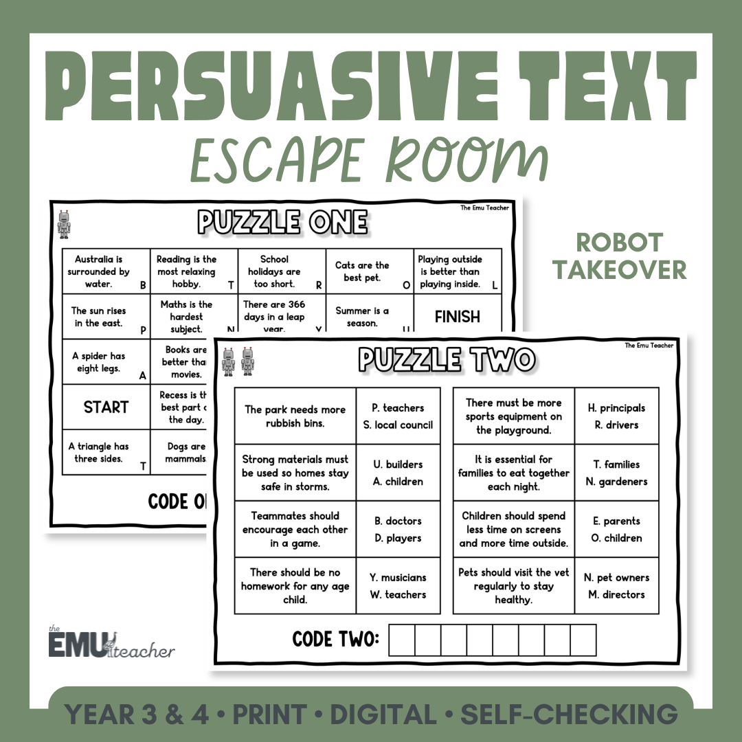 Persuasive Text Escape Room