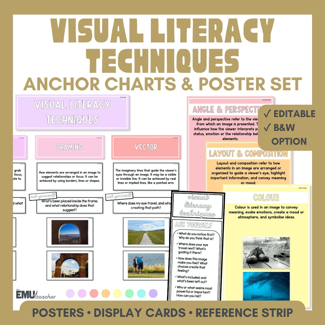 Visual Literacy Techniques Anchor Chart & Poster Set | Lights