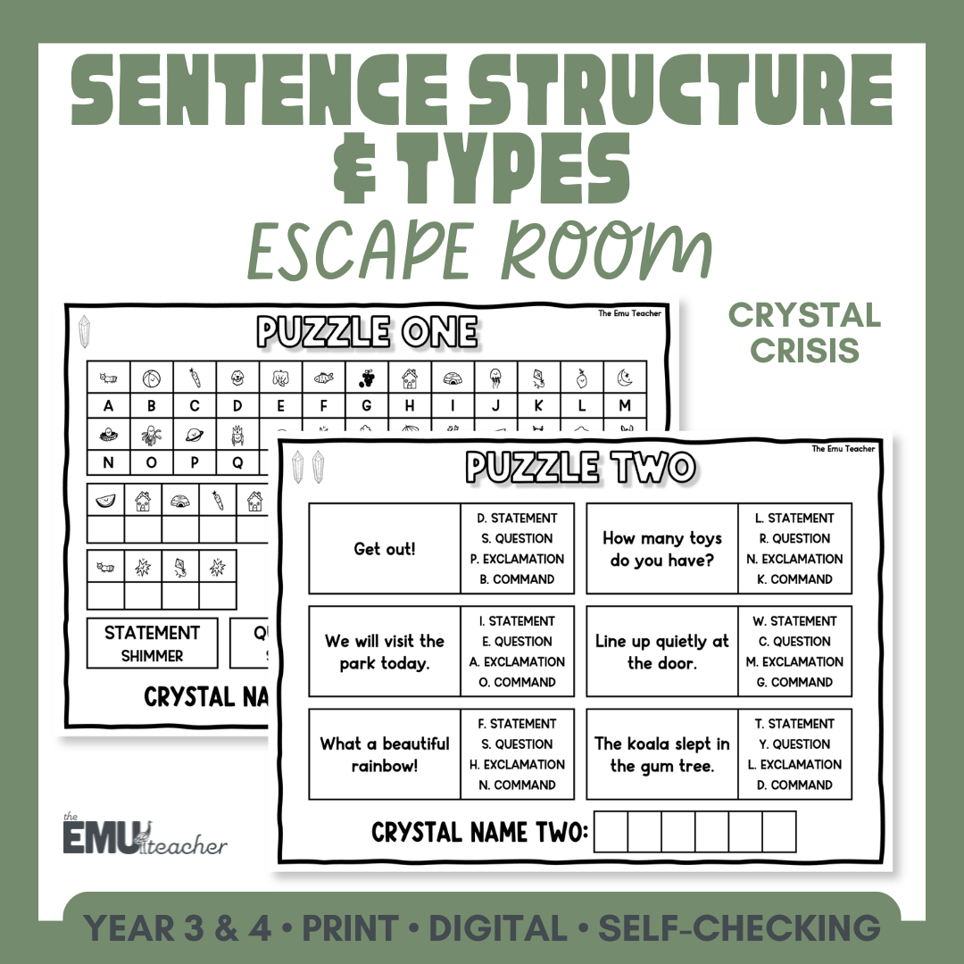 Sentence Structure & Types Escape Room