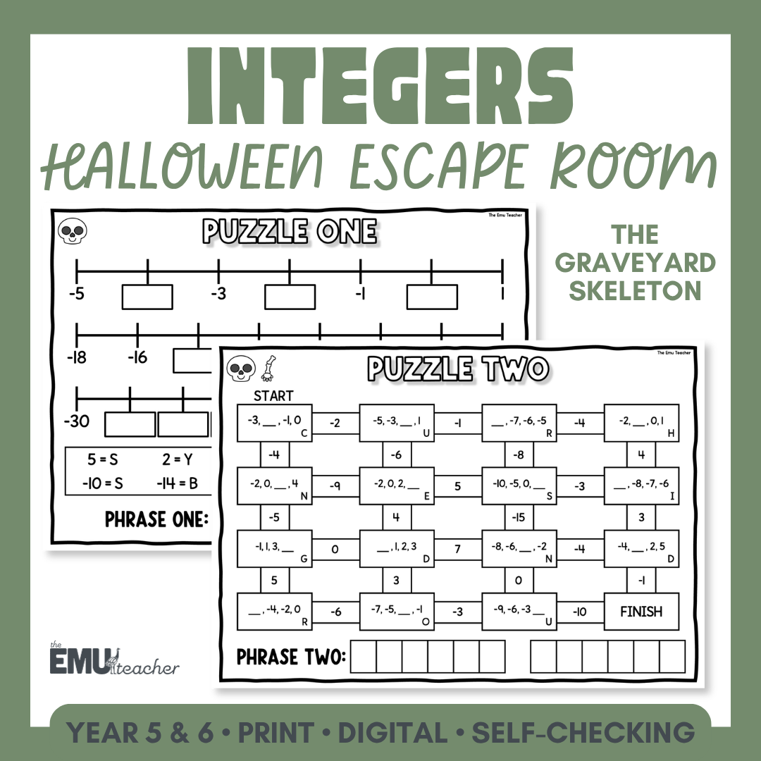 Halloween Math Escape Room | Integers | AC9M6N01