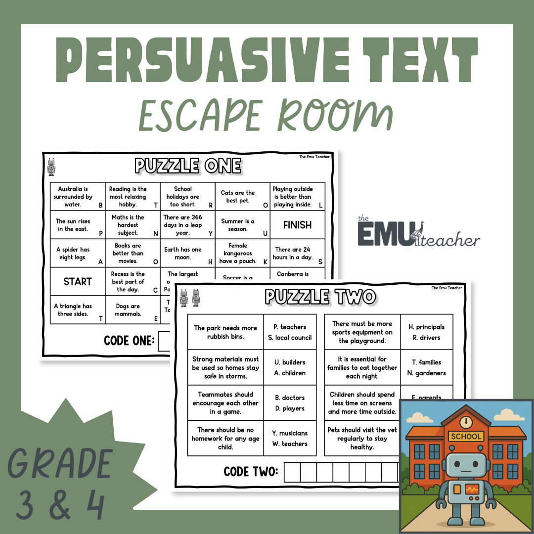 Persuasive Text Escape Room