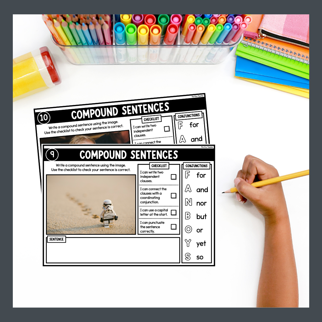 Compound Sentence Writing Picture Prompt Cards