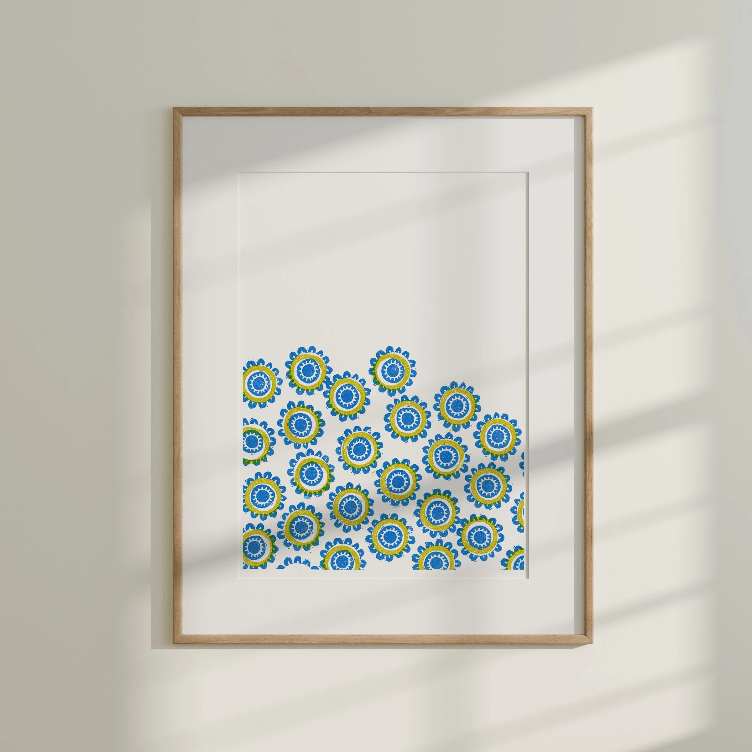 Blue and Gold Medallion Pattern - Art Print