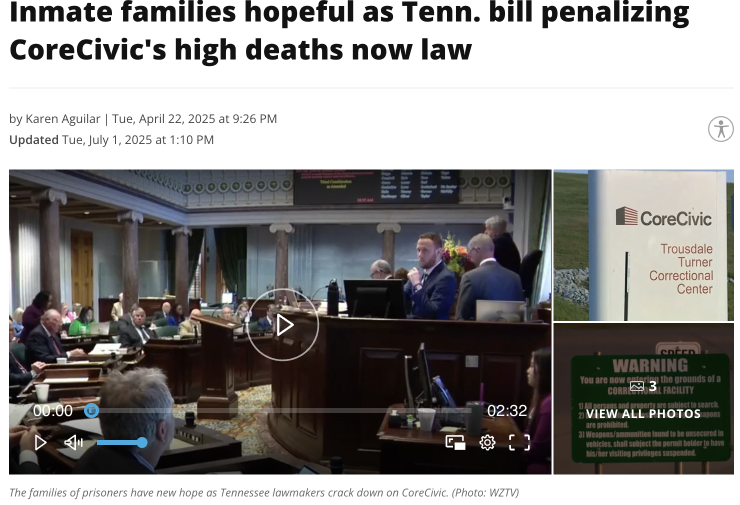 Tennessee legislative hearing discussing prison reform and private prison oversight