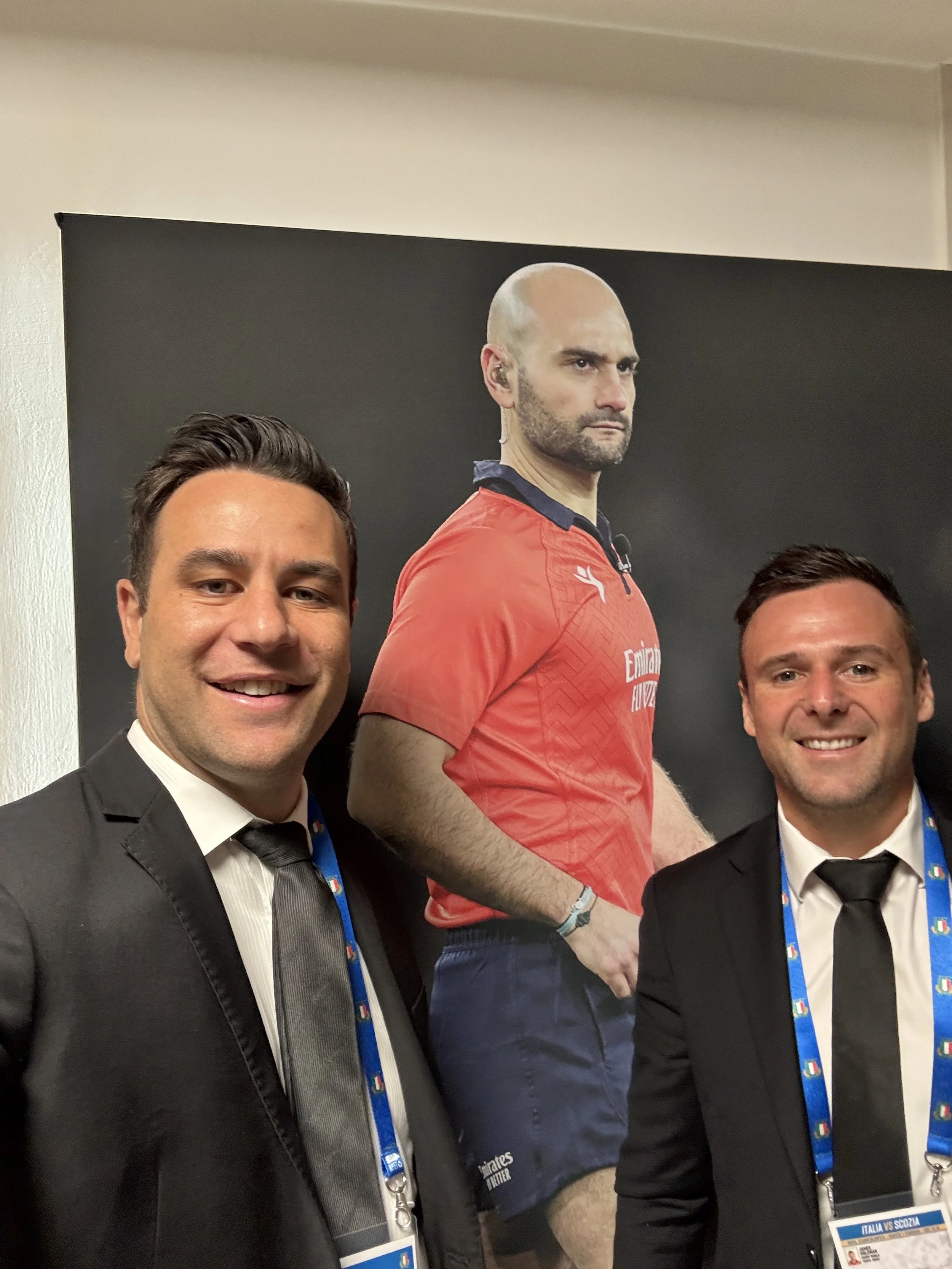 James Doleman and Ben O'Keeffe with Andrea Piardi in Rome