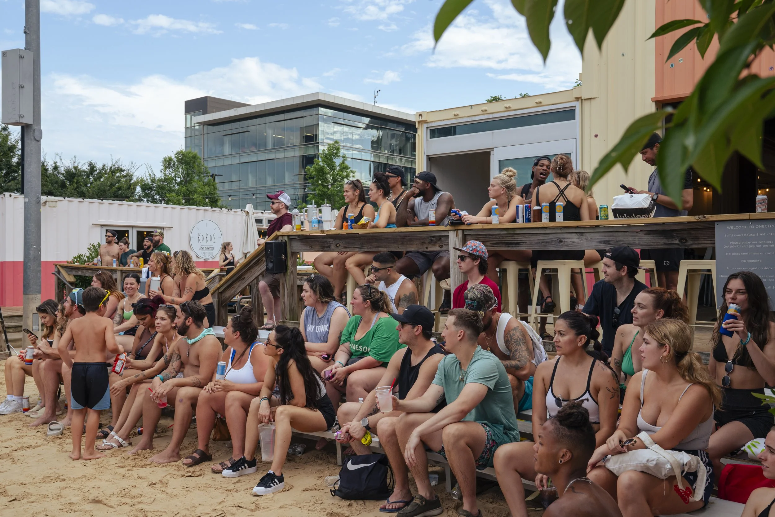 Huge crowds enjoy the view. 