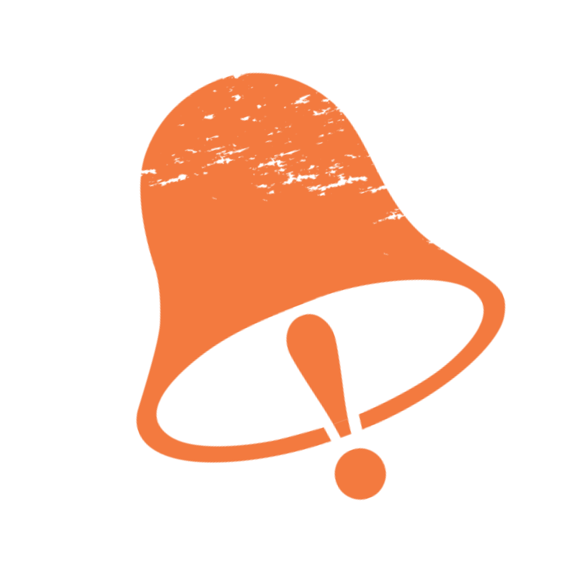 Orange bell icon with exclamation mark ringer