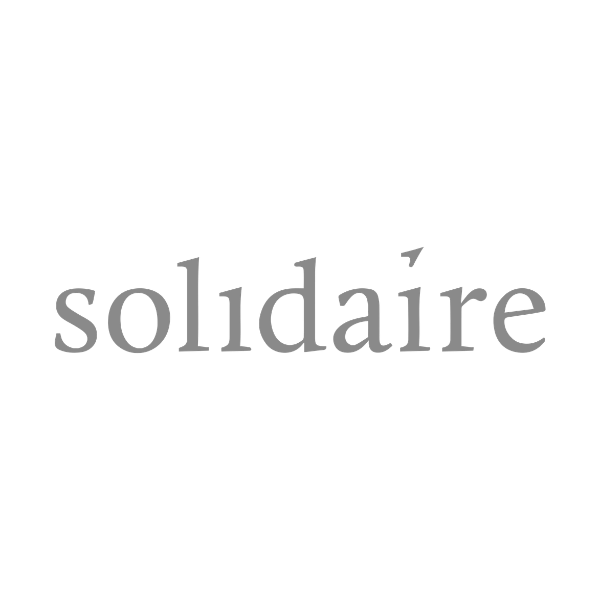 The word "solidaire" in gray lowercase letters on a black background.