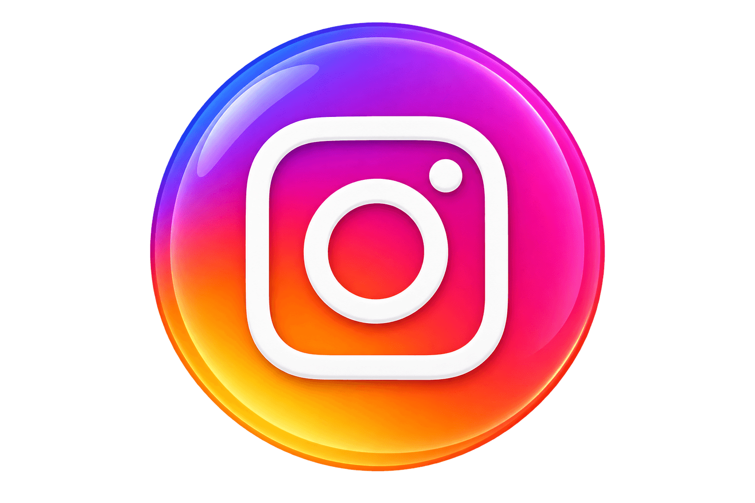 Colorful Instagram logo with a white camera outline in the center, set against a vibrant, rainbow gradient circular background.