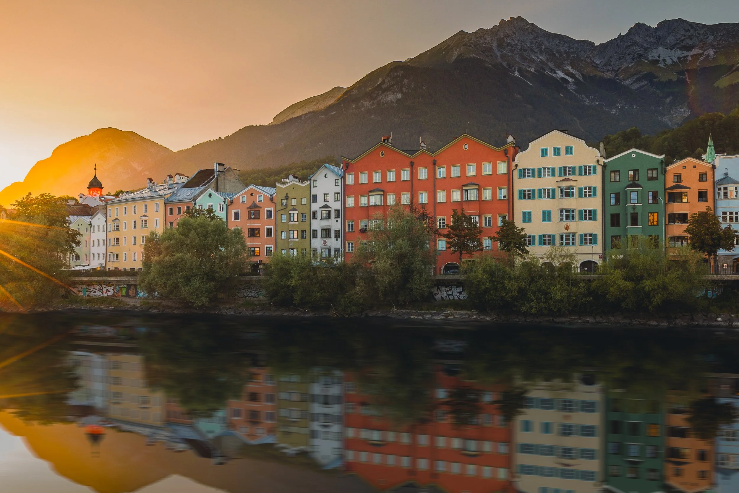 Mariahilf und Nordkette, Innsbruck, Austria.