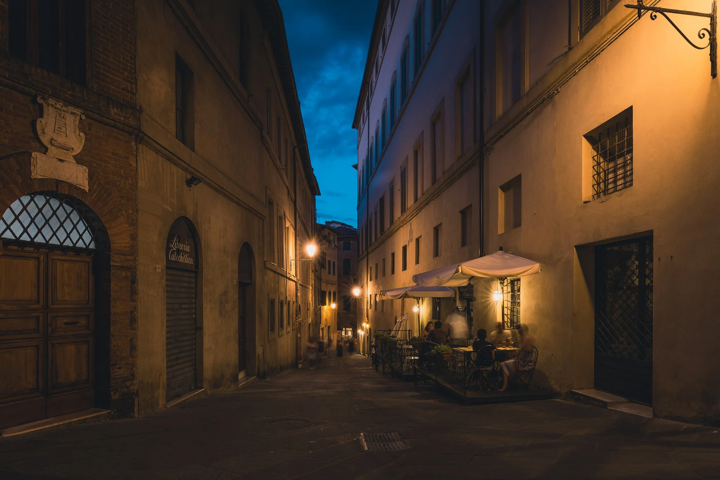 Cafe by Night, Siena, Italy.