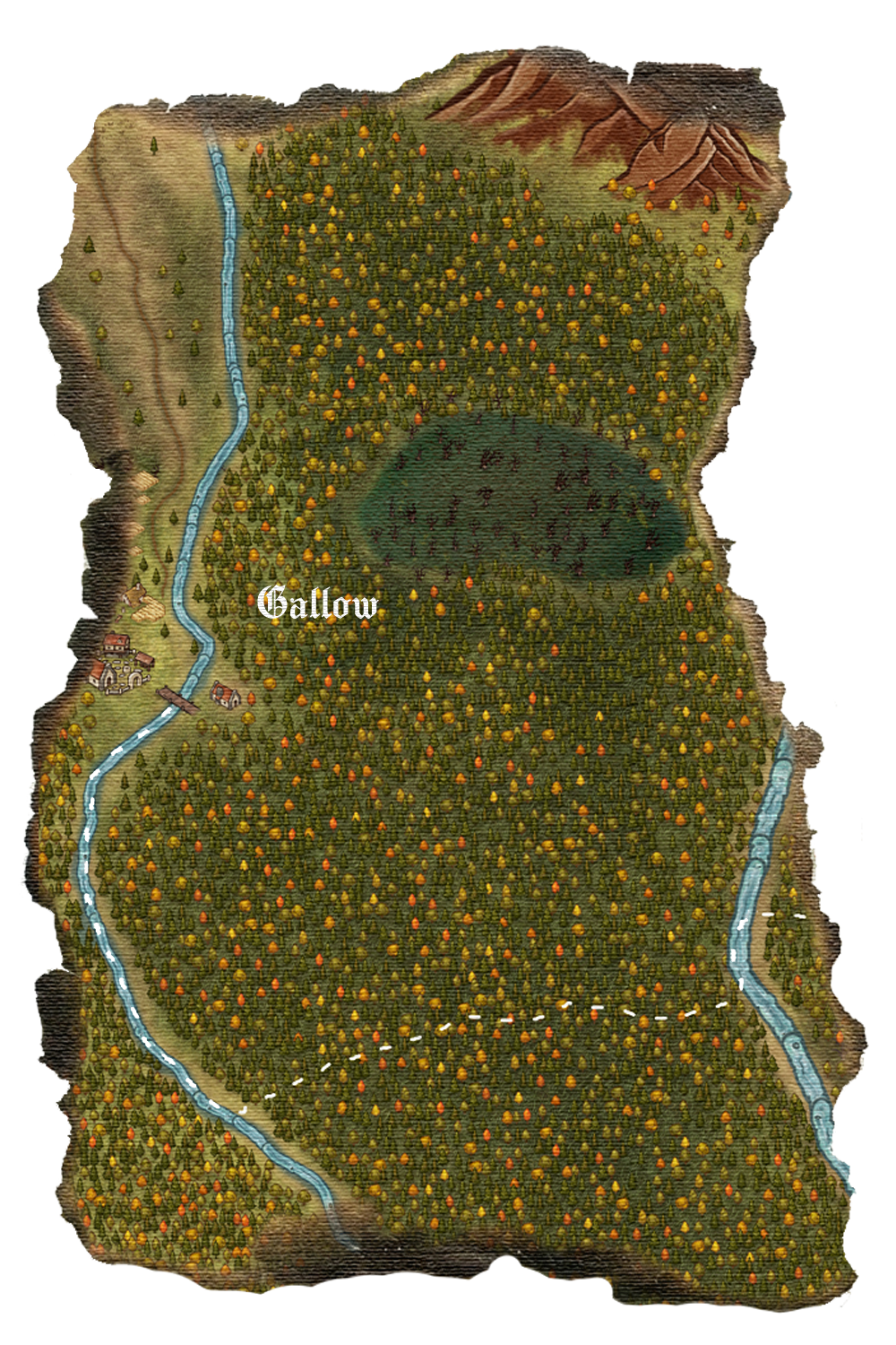 Run away from Gallow to the southern woods and beyond.