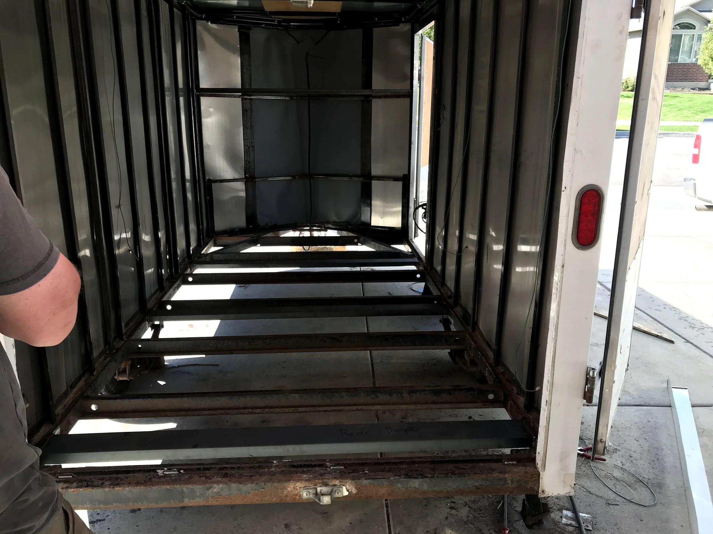 Trailer rebuild with custom metal flooring