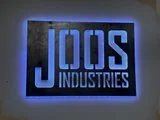 Joos Industries logo cutout in metal