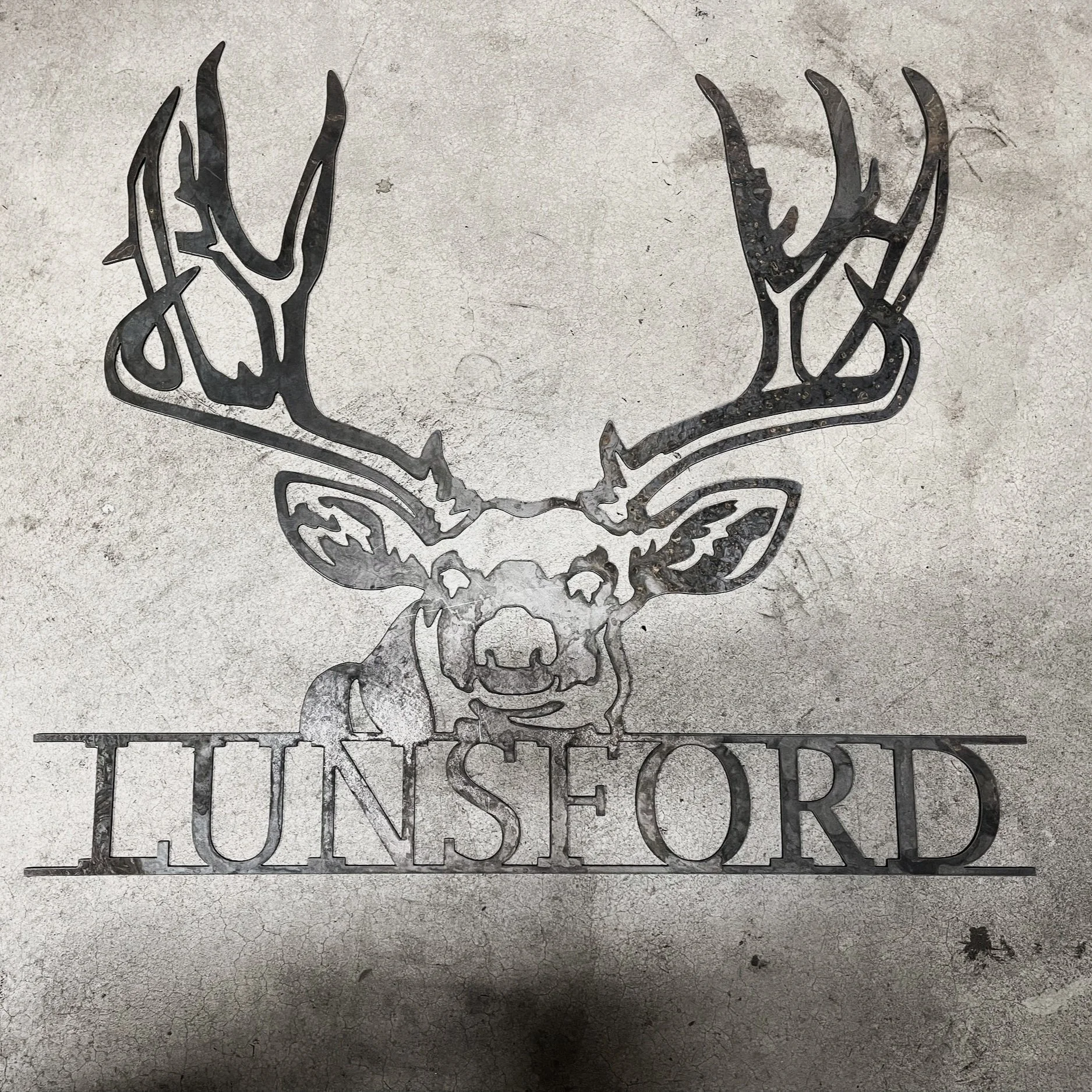 Custom Lunsford sign with Elk detailing