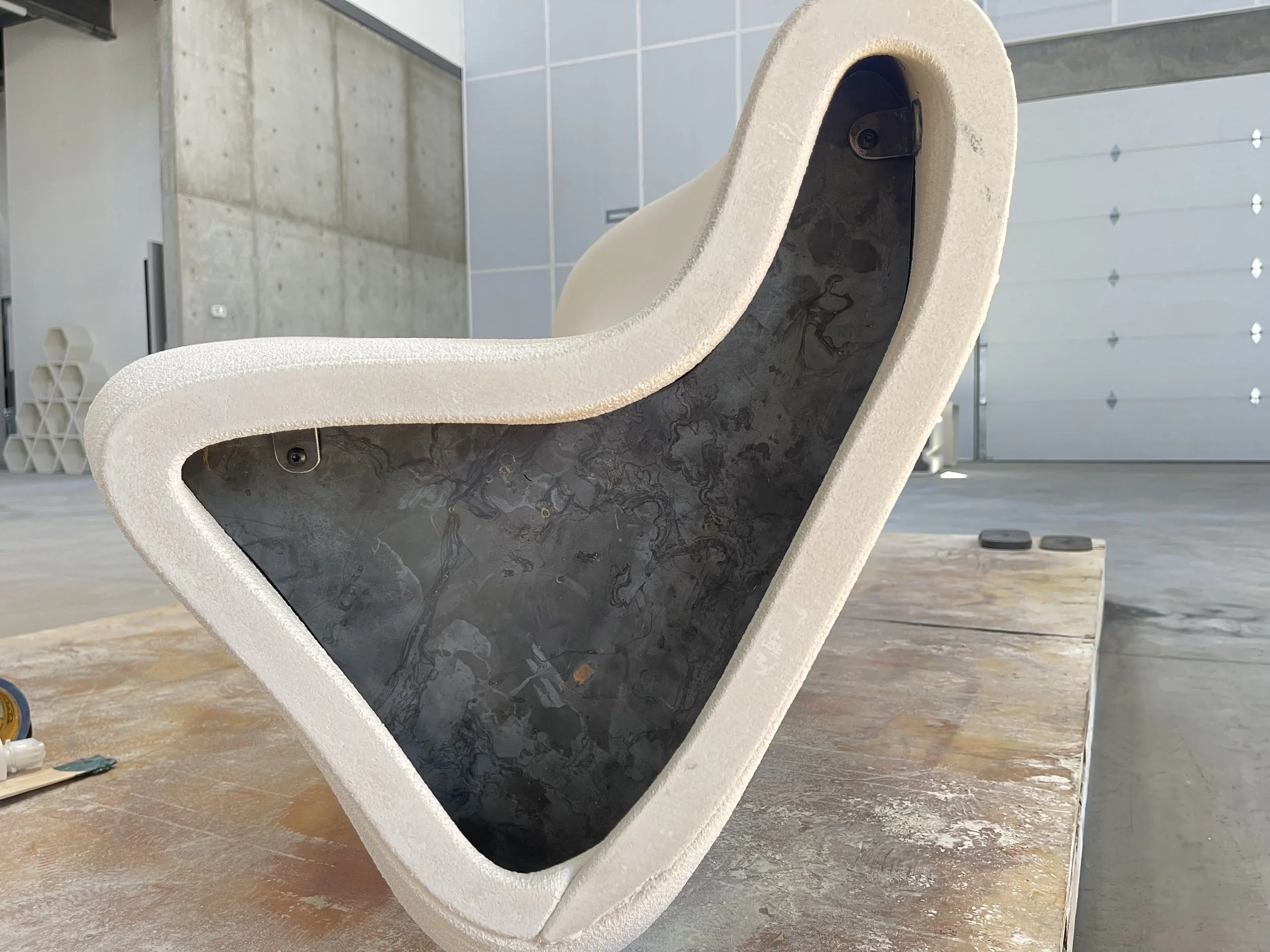 Custom endcap for 3D printed concrete bench