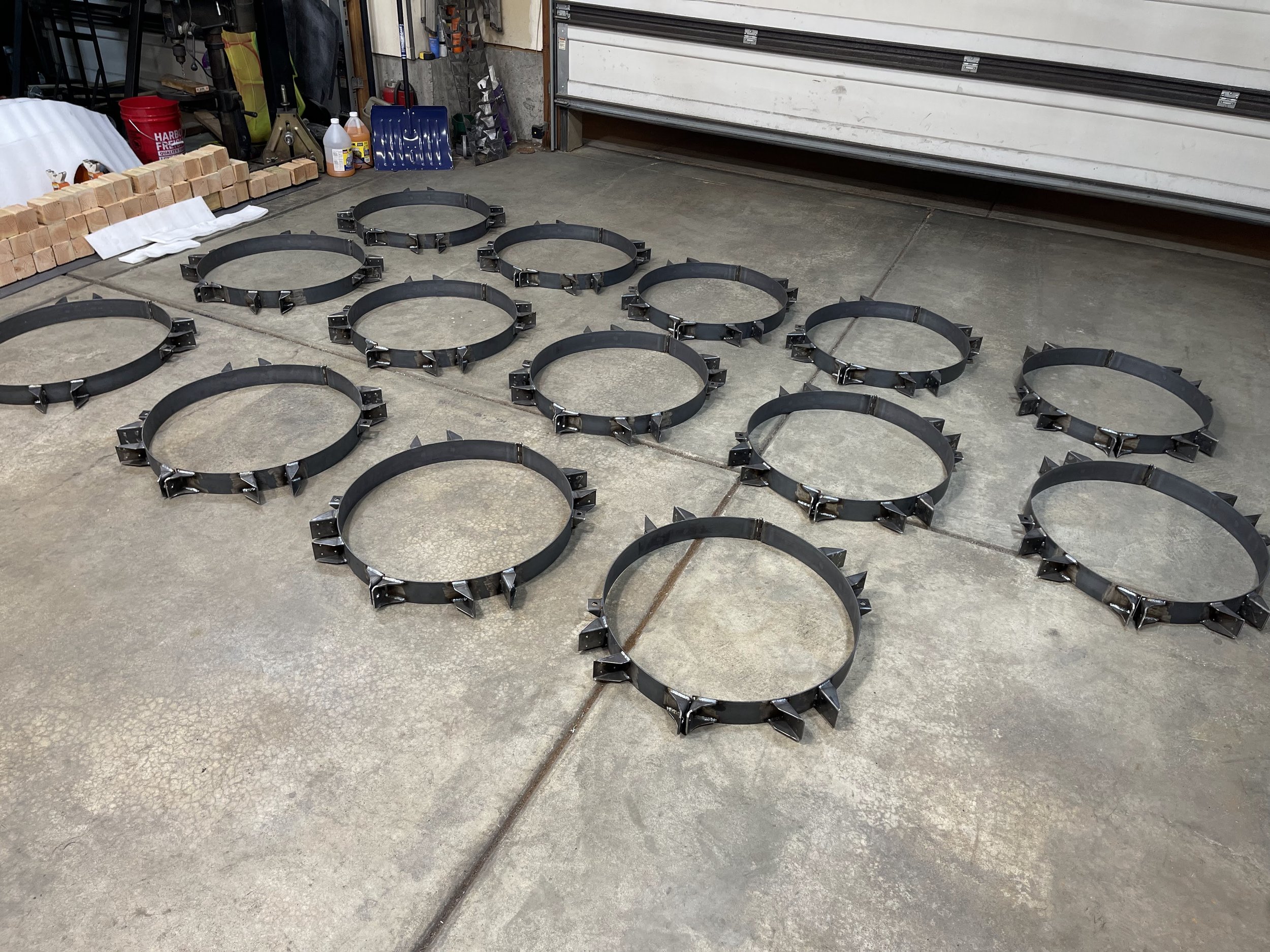 Braces for concrete pillars on the floor