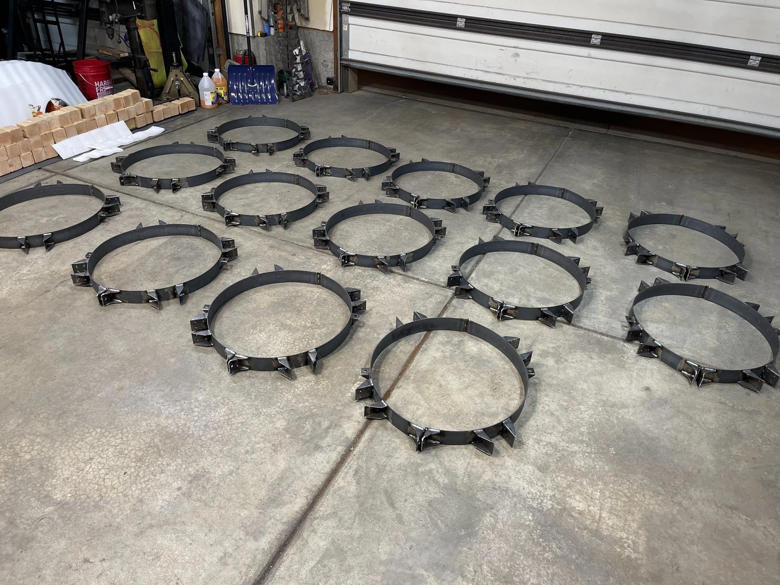 Braces for concrete pillars on the floor