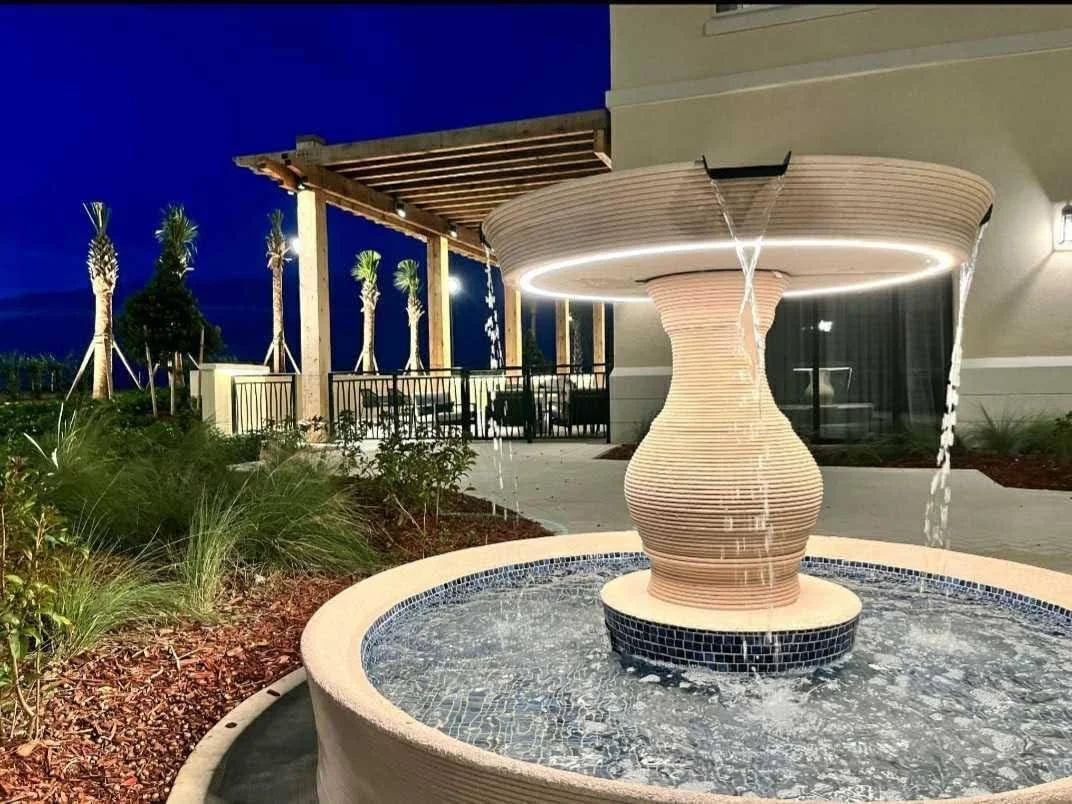 Custom fountain with metal diverters
