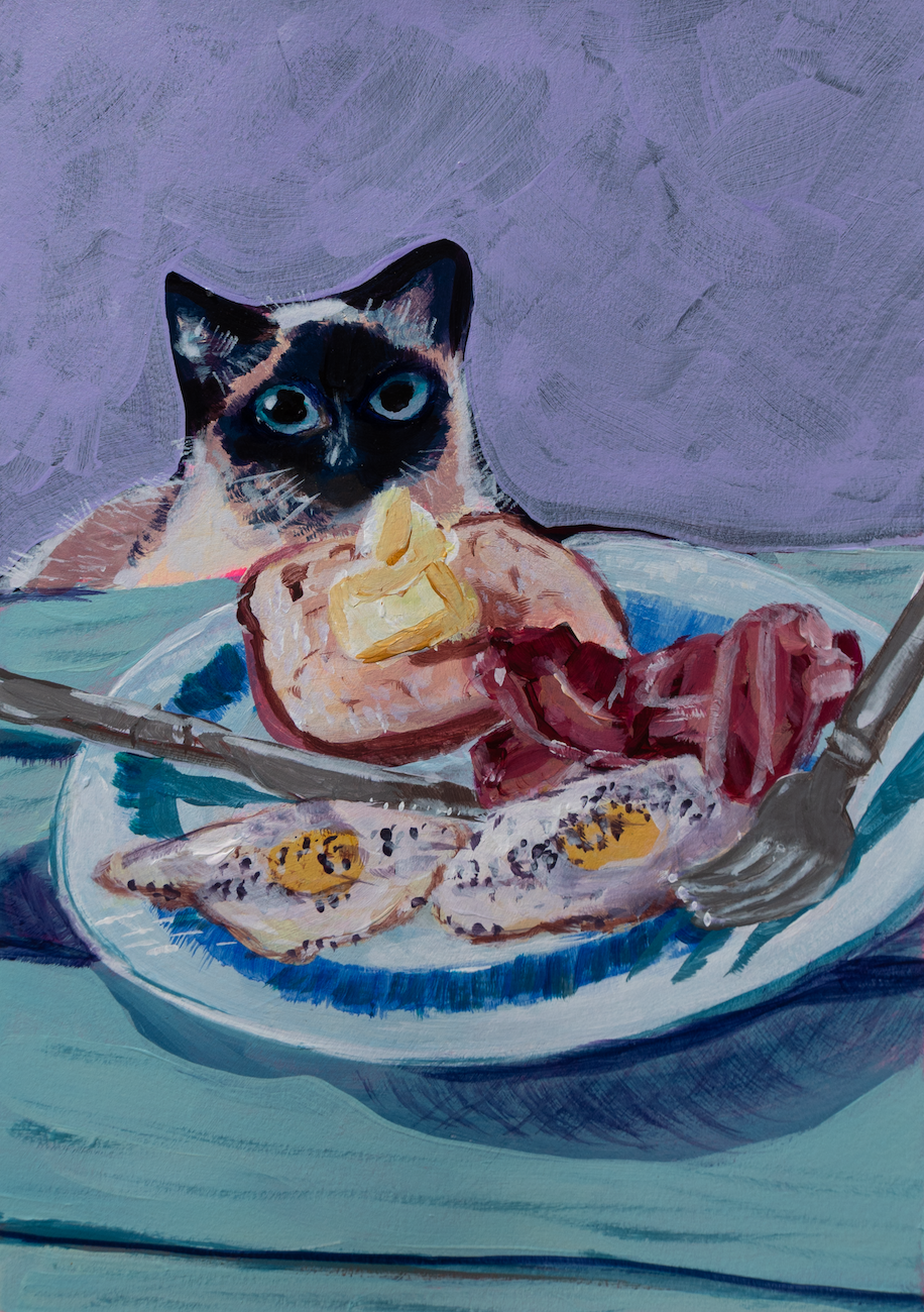Haiku: “Horseplay at Breakfast” \

Siamese Cat. Eggs and Toast. \

And some bacon too.