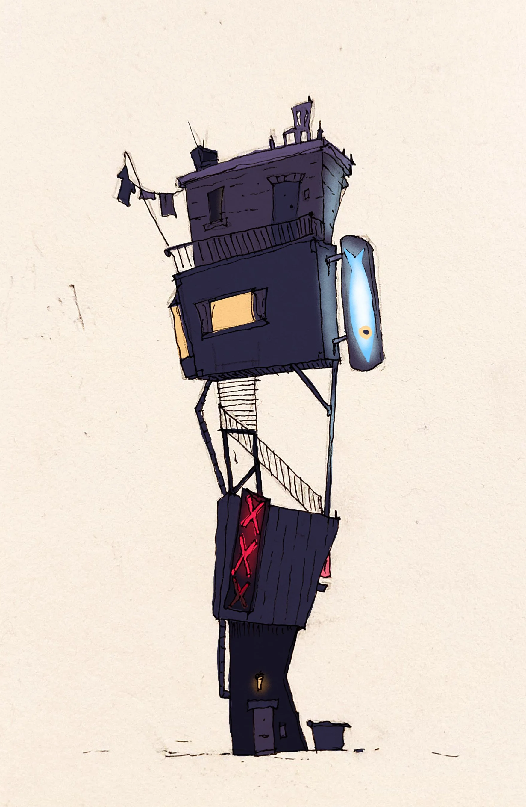 Top Floor - Traditional Line Art