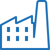 Outline of a factory building with smokestacks