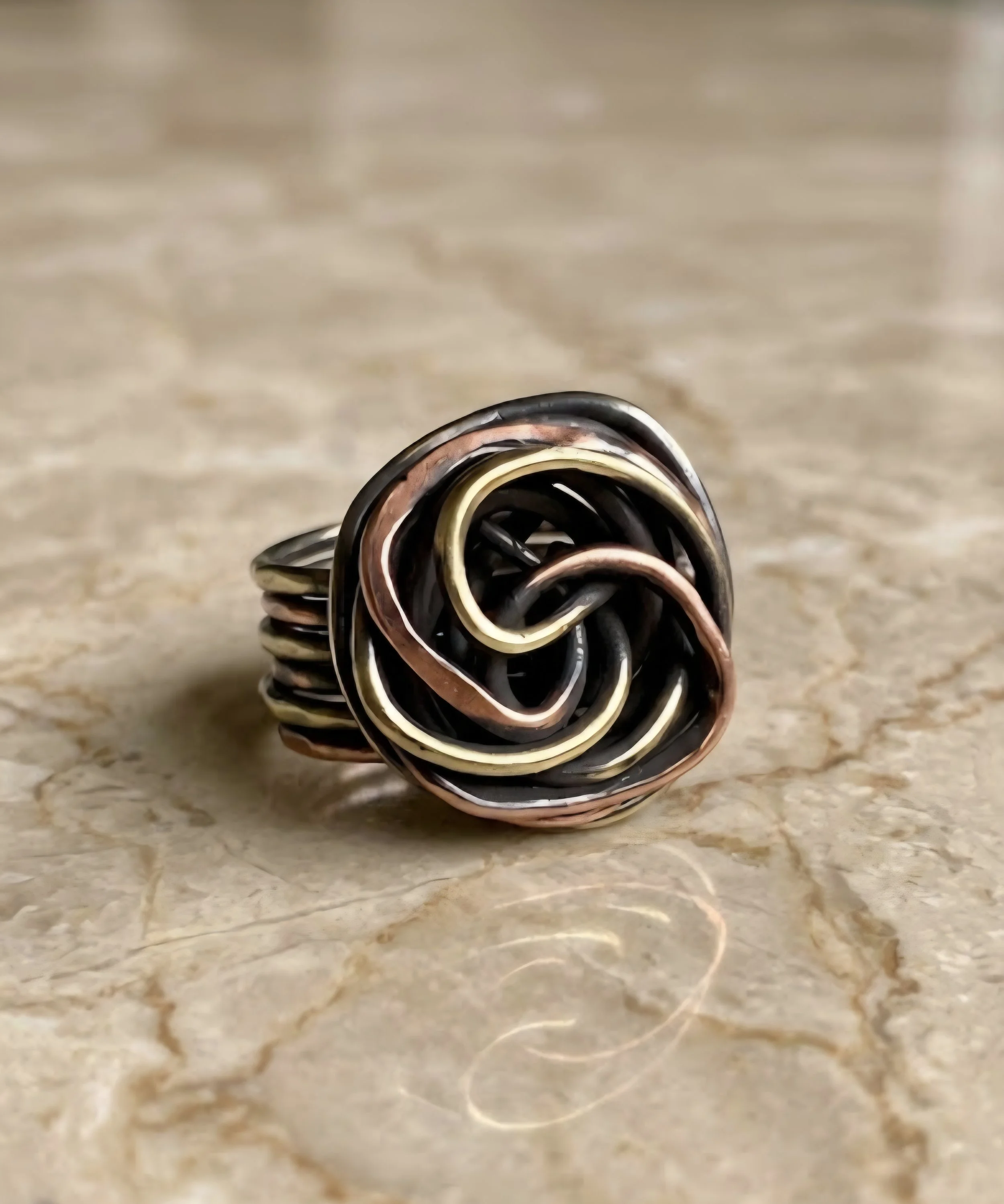 Handcrafted Mixed Metal Knot Ring
