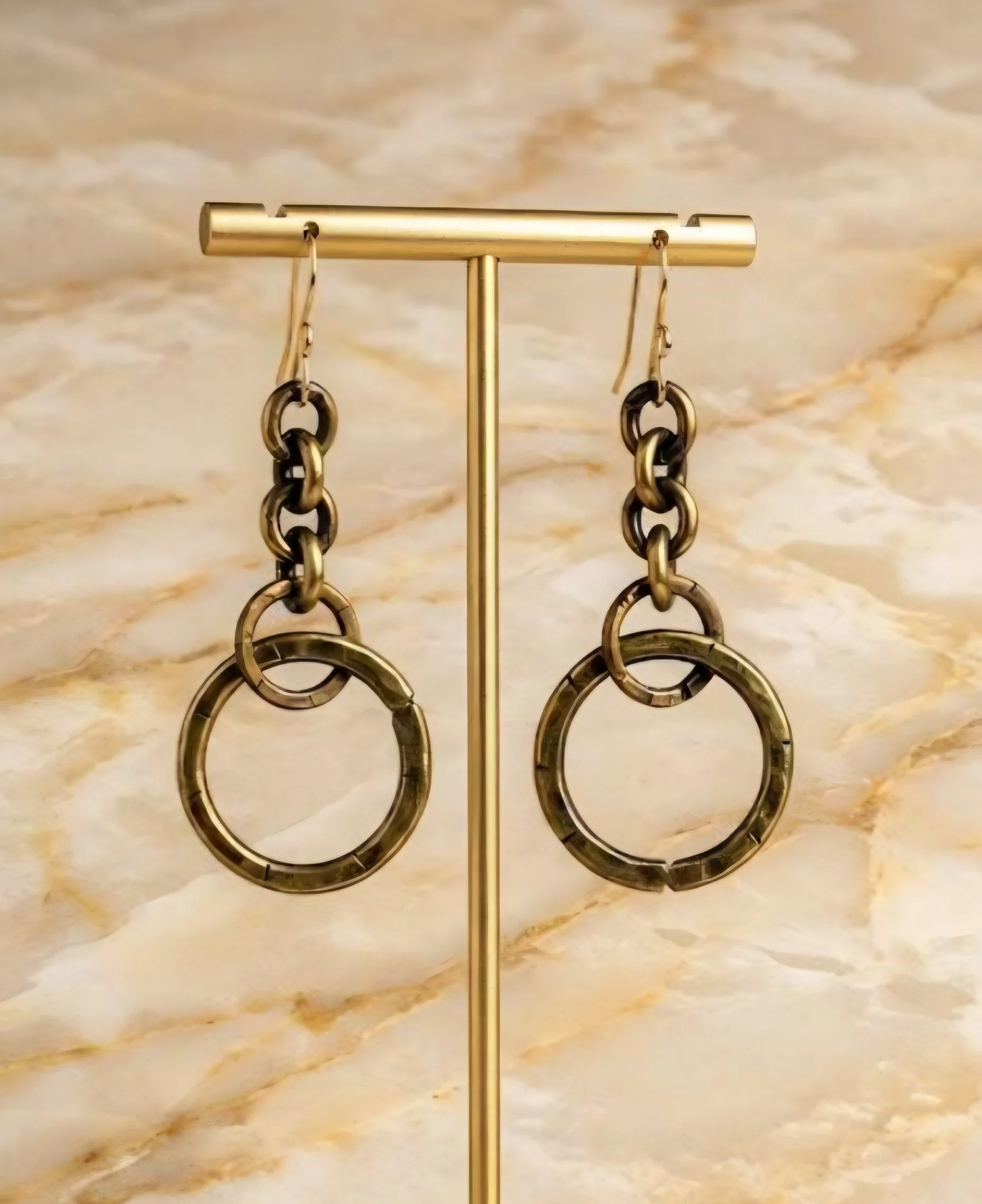 Circles Brass chain Earrings