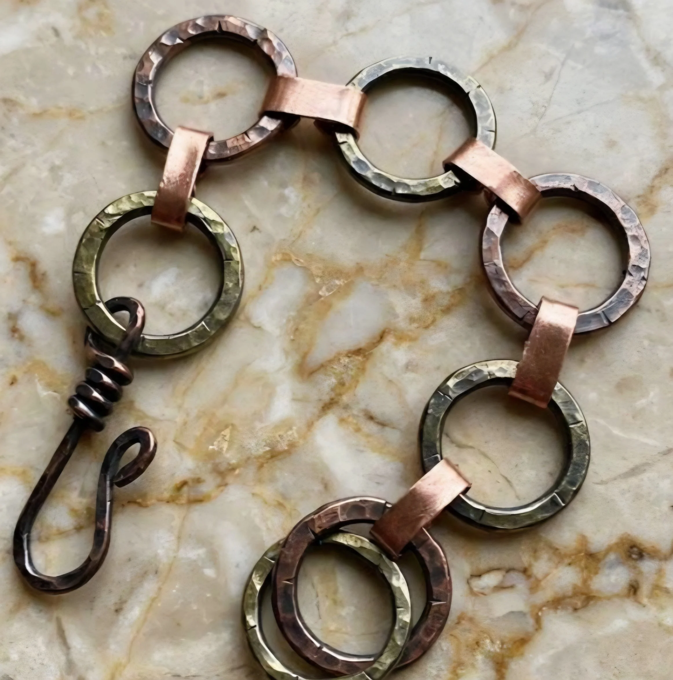Copper and Brass Link Bracelet