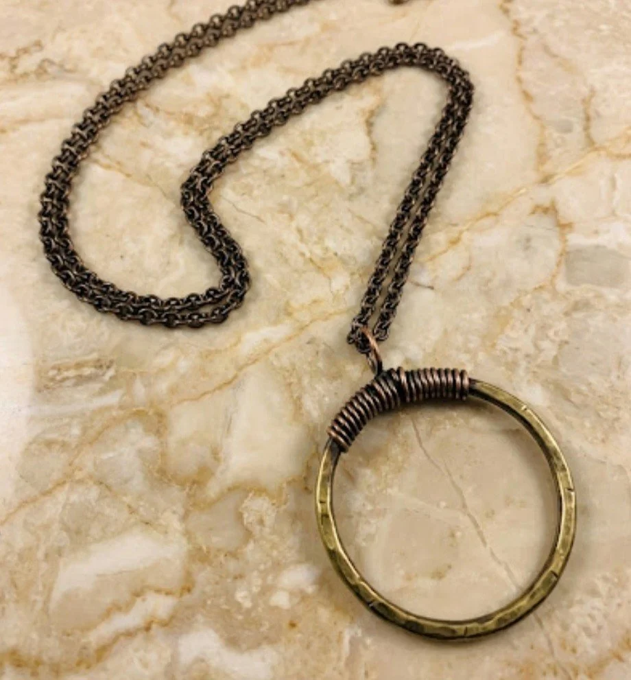 Timeless Hammered Circle Pendant Necklace