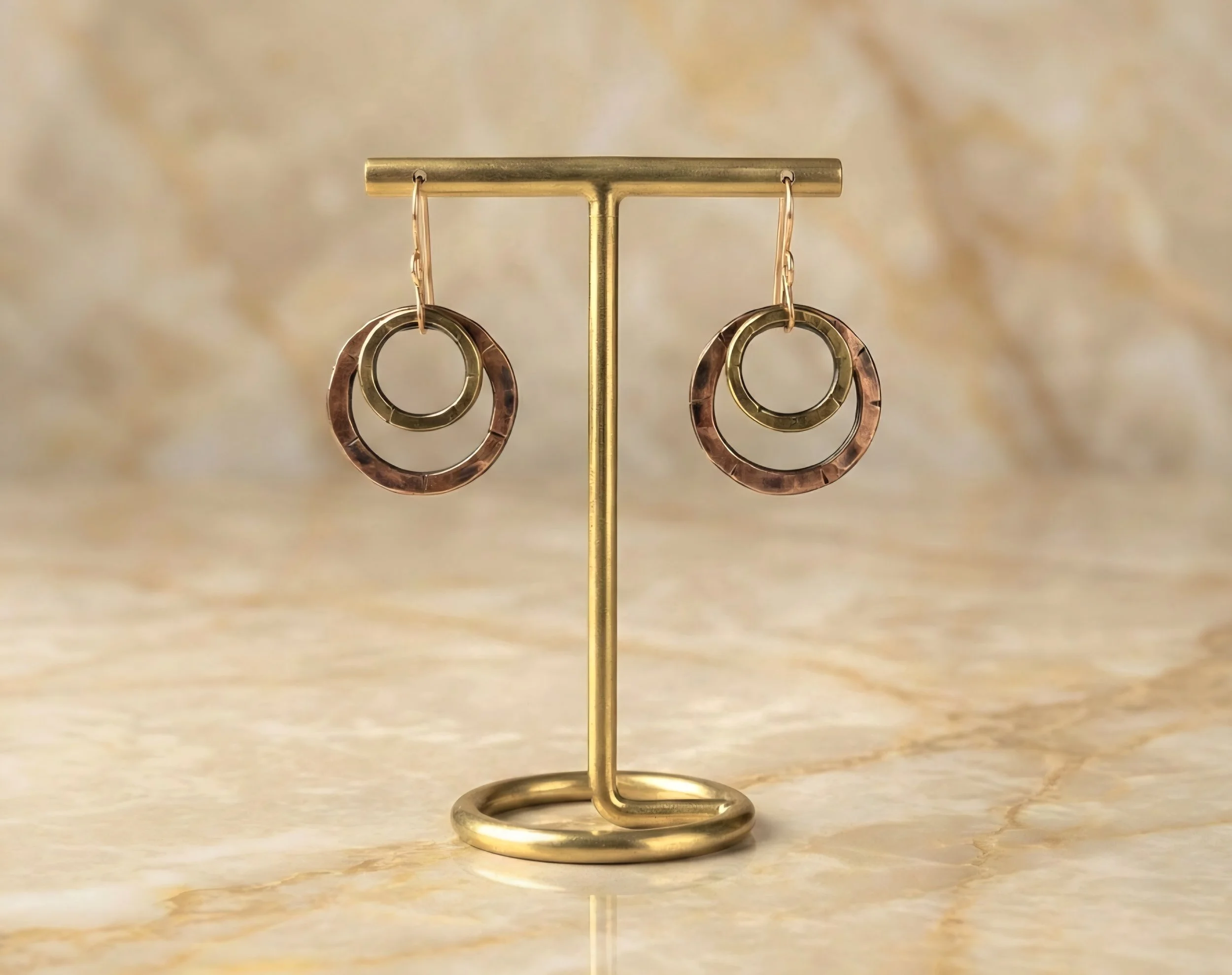 Two-Tone Metal Circles Earrings