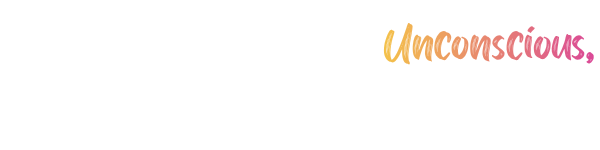 Black background with colorful text that says "Unconscious" in gradient from yellow to pink.