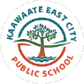 Logo of Kawaate East City Public School featuring a stylized tree and the school name in a circular design