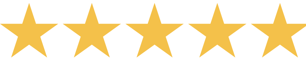 Five gold stars arranged in a horizontal line on a black background.
