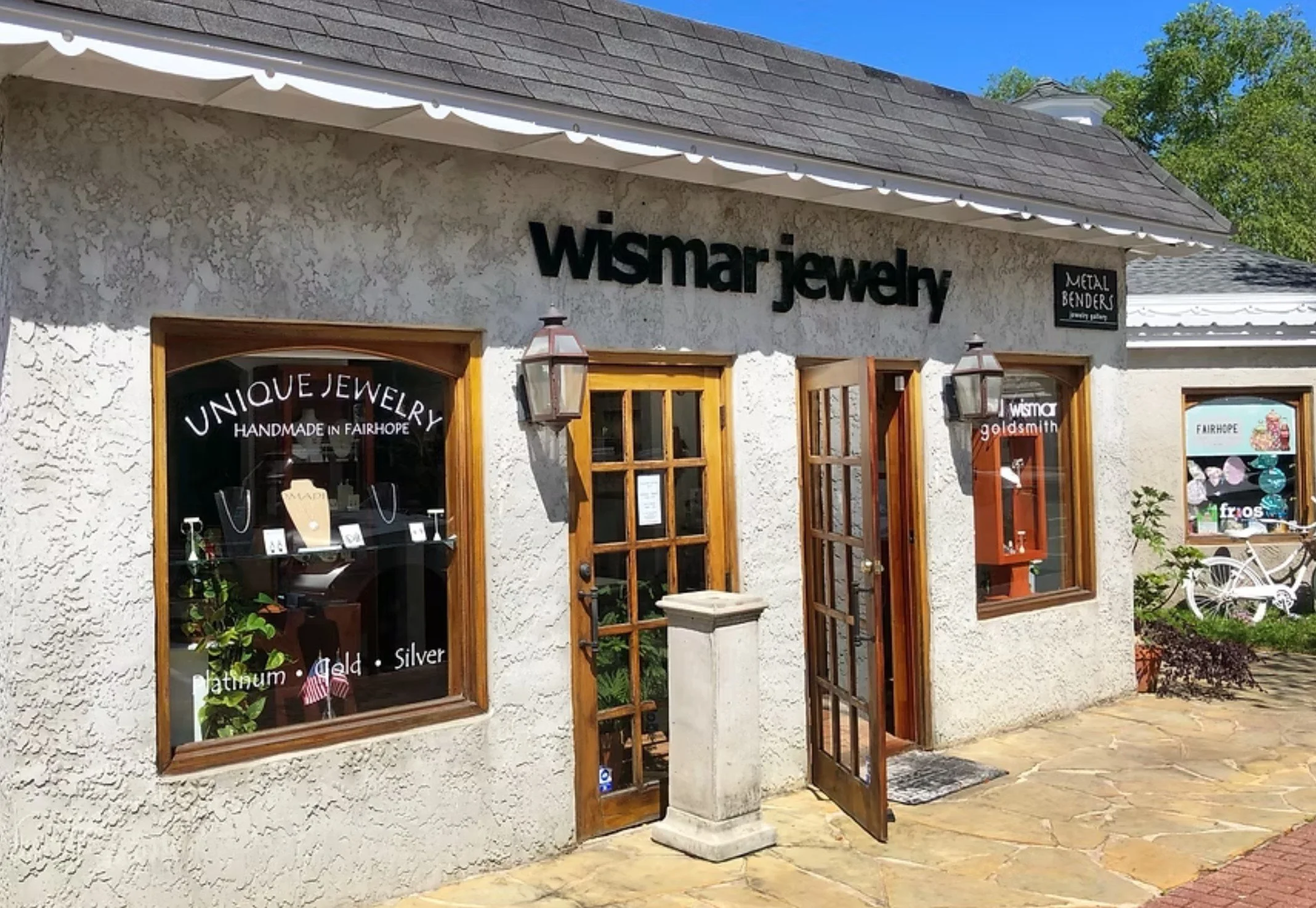 outside of wismar jewelry shop in Fairhope, Alabama