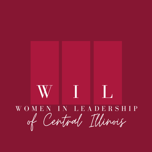 Logo for Women in Leadership of Central Illinois with a maroon background and three vertical rectangles with the letters W, I, and L in white, representing Women in Leadership of Central Illinois.