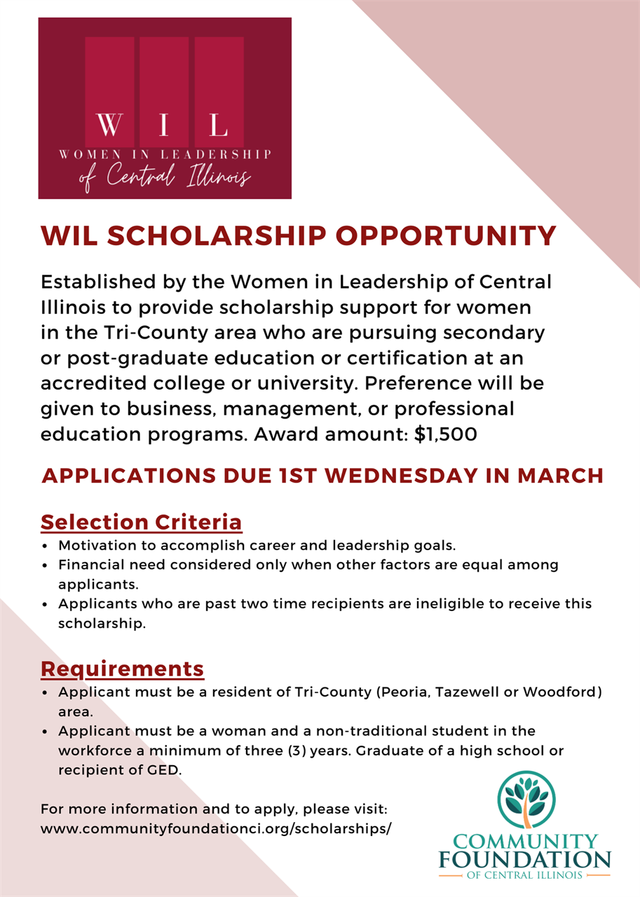 Women in leadership scholarship information and requirements